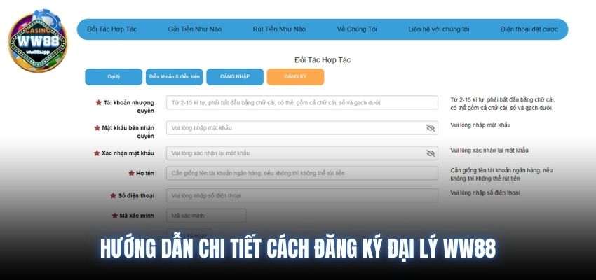 Hướng dẫn chi tiết cách đăng ký đại lý WW88